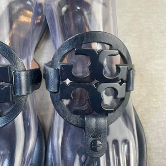 Tory Burch Miller Sandals Shoes Black Patent Leather 9 M - Picture 3 of 13